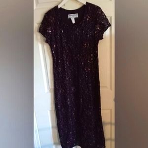Jessica Howard Dark Plum Lace Evening Dress
